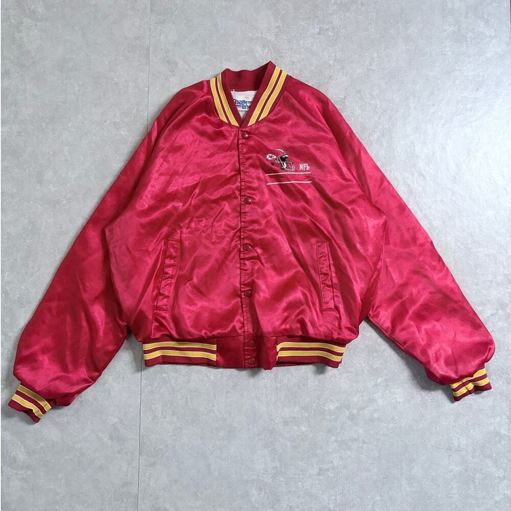 90s Vintage Kansas City Chiefs Chalk Line Red Satin Jacket -XL